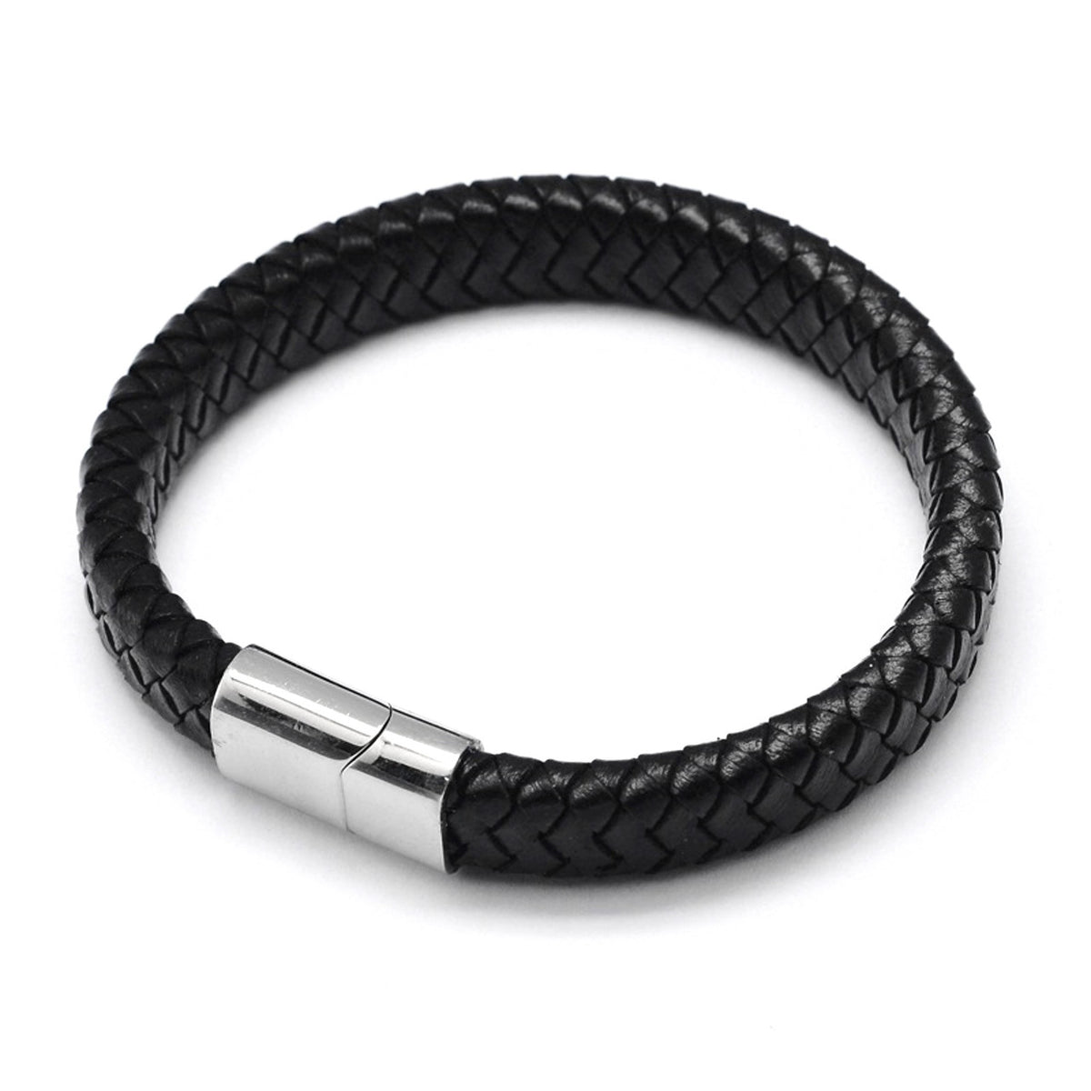 Men s Luxury Black Leather Bracelet Leamina