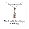Wine Bottle Charm Necklace on Message Card