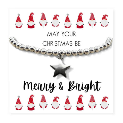 Christmas Star Merry & Bright Charm Beaded Bracelet