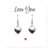 Love You Silver Plated Heart Earrings