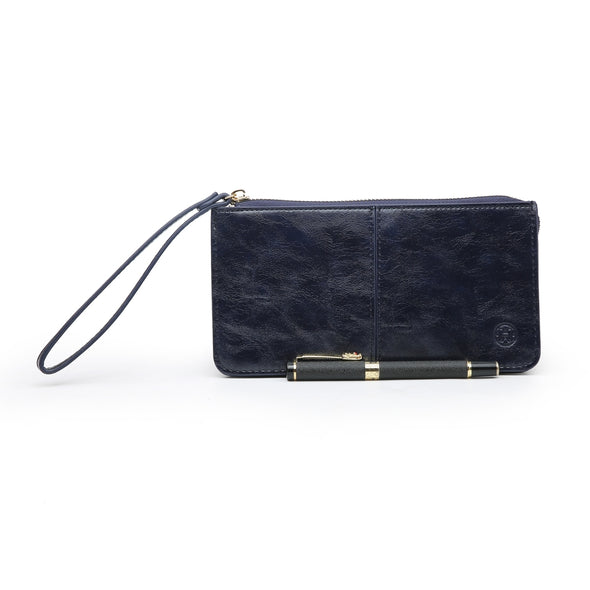 Just For Tonight Navy Blue Evening Purse With Wrist Strap