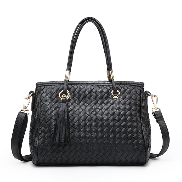Black Weave Tassel Handbag