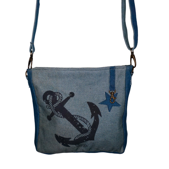 Recycled Navy Cross Body Anchor Travel Bag