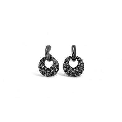 Crystal encrusted hoop gun metal stud earrings for pierced ears