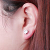 Cubic Zirconia Heart Stud Earrings For Pierced Ears