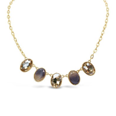 Gold plated necklace with stones
