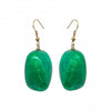 Green toned resin bead earrings