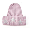 Star Woollen Ribbed Dusky Pink and Grey Star Hat