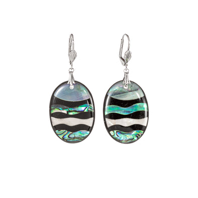 Abalone and mother of pearl oval earrings
