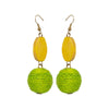 Lime and Mustard Wooden Rafia Earrings