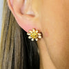 flower stud pierced earrings with gold stamens and peach coloured petals very pretty