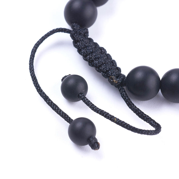 Men's Black Agate Adjustable Bracelet