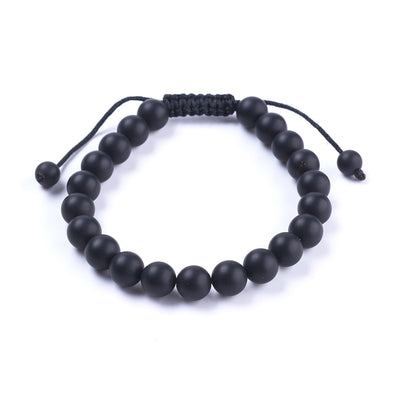 Men's Black Agate Adjustable Bracelet