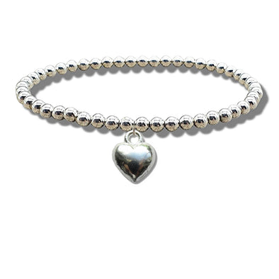 Silver Plated Handmade Beaded Bracelet with Heart Charm