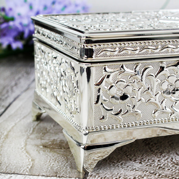 Personalised Classic Antique Style Silver Plated Jewellery Box