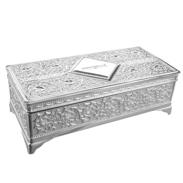 Personalised Classic Antique Style Silver Plated Jewellery Box