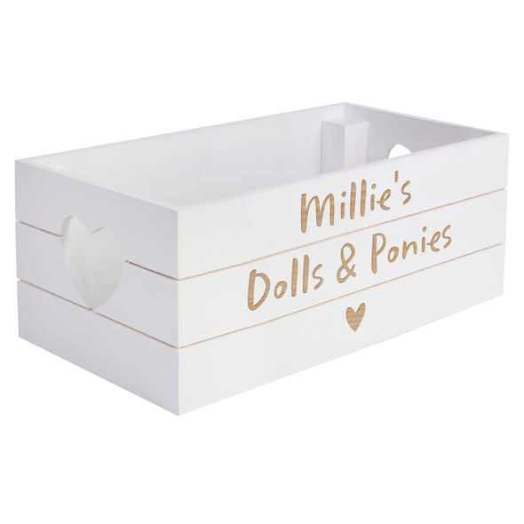 Personalised Heart White Wooden Crate
