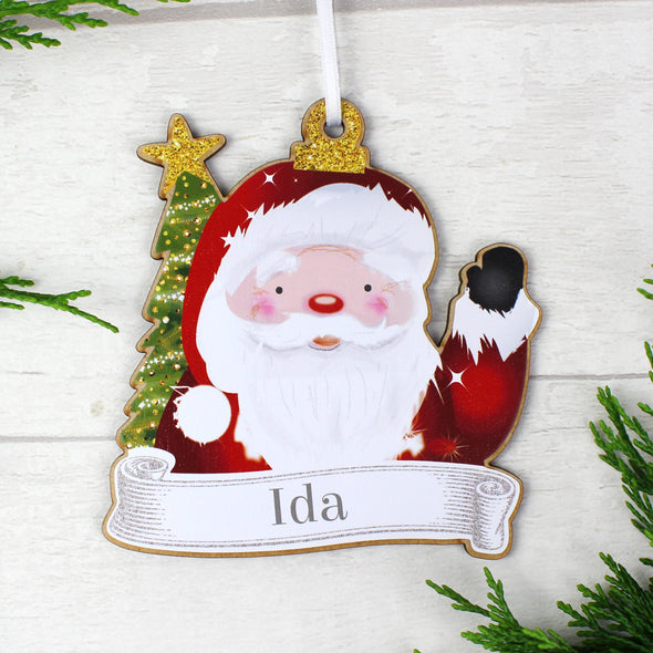 Personalised Set of 4 Christmas Characters Wooden Hanging Decorations