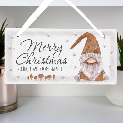 Personalised Christmas Gonk Wooden Sign
