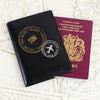 Personalised Stamped Black Leather Passport Holder
