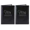 Personalised Mr & Mrs Black Leather Passport Holders