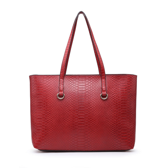 red snakeskin tote shopping bag
