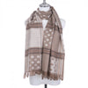 Large Soft Taupe Check and Heart Pashmina Scarf