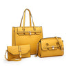 large yellow mock croc handle with strap and matching smaller bags