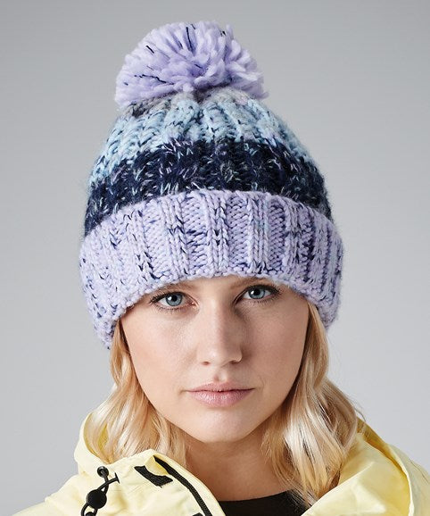 Multi Yarn Cable Knit Bobble Hat Electric Grey