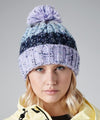 Multi Yarn Cable Knit Bobble Hat Lavender