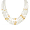 Gold Plated 3 Row Princess Length Pearl Necklace