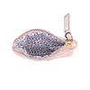 small interior view of  soft coin purse with zip and star on the front variable colour options