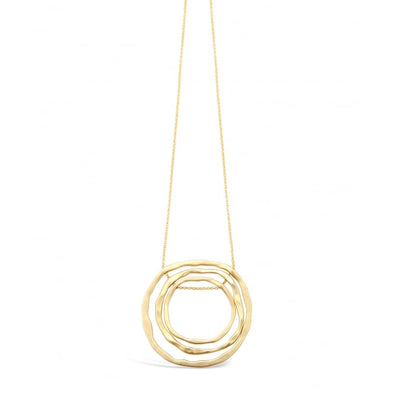 Matt Finish Triple Circle Gold Pendant Necklace
