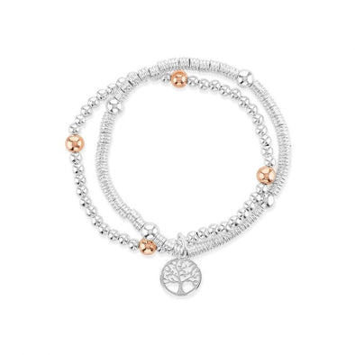 Rhodium and Rose Gold Plated Tree of Life Bracelet Set