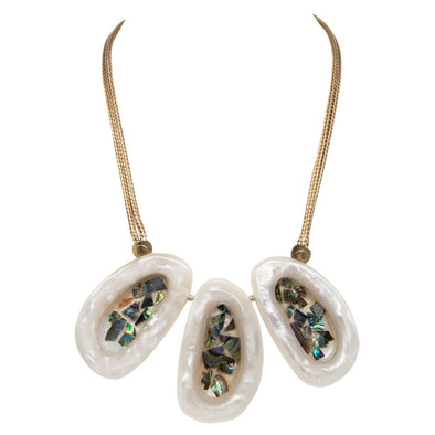 Cream Pearlised Oversized Resin Necklace